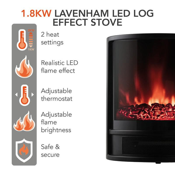 Warmlite 1.8KW Log Effect Fire Stove