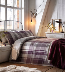 Dreams & Drapes Lodge Colville Check Plum Duvet Cover Set