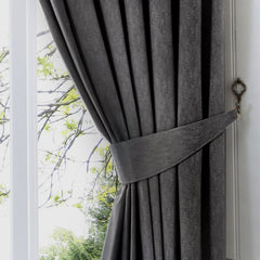 Fusion Dijon Charcoal Lined Curtains
